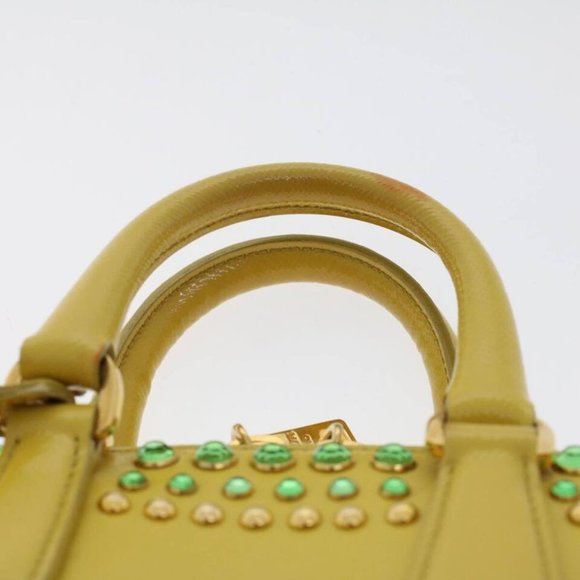 PRADA Bijoux Hand Bag Safiano leather 2way Yellow Auth - Picture 2 of 16